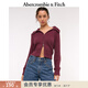 Abercrombie & Fitch美式氣質(zhì)羅紋性感修身酒紅色長(cháng)袖毛衣針織衫25秋冬女裝150-5323 酒紅色 M (165/96A)
