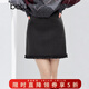 百圖（betu）女裝冬季新款半身裙高級感A字裙木耳邊設計裙子短裙2510T71 深灰 L