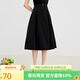 秋水伊人法式氣質(zhì)A字半身裙春秋新款優(yōu)雅復古赫本風(fēng)中長(cháng)款梨形MM裙子 黑色 S