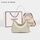 CinvaiKrose小c&k笑臉包包女包2026新款通勤托特包時(shí)尚單肩hobo包斜挎包 米白色Off white【贈掛飾】