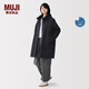 MUJI 女式 不易沾水防紫外線(xiàn)可折疊風(fēng)帽長(cháng)大衣 女裝外套春季 BD11YC6S 深藏青色 S  (155/80A)