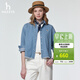 哈吉斯（HAZZYS）女裝 26春季新款女襯衣PHIZ水洗短款牛仔長(cháng)袖襯衫女ASCSK1DAX06 藍色BL L (165/88A 40)