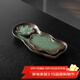 琦軒源綠釉新中式陶瓷茶盤(pán)新款家用辦公室排水功夫干泡茶臺茶具托盤(pán) 陶瓷清荷蓮香小長(cháng)方茶盤(pán)(雀綠色)
