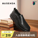 森達正裝皮鞋男春秋牛皮一腳蹬平底休閑鞋QJ007CM5 黑色 42