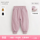 MARC&JANIE[夾棉]馬克珍妮女童燈芯絨保暖束腳棉褲 兒童褲子冬裝新款551798 灰粉-夾棉 90 cm