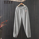 TZXT潮牌刺繡純棉休閑褲女士運動(dòng)褲春秋新款百搭束腳衛褲直筒夏長(cháng)褲子 灰色 常規 春夏款 L 【建議105斤-122斤】
