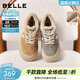 百麗（Belle）撞色厚底板鞋女冬季新款商場(chǎng)同款高幫大頭休閑鞋E6X1DDM5 棕色-毛里 38 (240mm)
