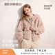 香影【咩咩絨】粉色連帽毛毛外套女2025冬季新款短款毛絨環(huán)保皮草 淺粉 M 160/84A/95-110斤