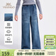 英氏（YEEHOO）女童牛仔褲兒童褲子中大童裝直筒休閑褲百搭休閑春裝 深藍色 150