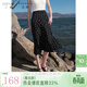三彩大碼女裝2025秋款高腰半身裙波點(diǎn)魚(yú)尾裙藏肉中長(cháng)胖MM 黑色 L 165/76B