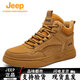 JEEP吉普男鞋雪地靴冬季加絨保暖棉鞋男厚底增高復古時(shí)尚百搭休閑板鞋 土黃 42