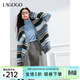 LAGOGO【抗起球】寬松針織外套女拉谷谷2024年冬新款撞色條紋毛衣 混色(Y0) S