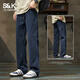 班尼路（Baleno）S&K系列休閑褲男新款春夏季寬松直筒長(cháng)褲男士工裝純棉運動(dòng)褲子男 6023藏藍色 XL 125-145斤