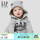 蓋璞嬰兒秋季款logo小熊耳朵連帽開(kāi)襠連體衣兒童裝805374