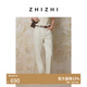 致知 重疊金 全棉原色直筒闊腿牛仔褲女25春季復古長(cháng)褲 淺米杏 S