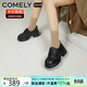 康莉（COMELY）商場(chǎng)同款小皮鞋女春季新款厚底復古英倫風(fēng)樂(lè )福鞋工作鞋 黑色 37