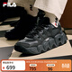 斐樂(lè )（FILA）官方男鞋CROISSANT摩登運動(dòng)鞋可頌鞋老爹鞋 黑/影黑灰-BC 43