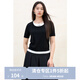 獨束大碼女裝假兩件拼接撞色針織衫2025春夏新品通勤長(cháng)短袖上衣 黑色（短袖） XL （尺碼：3）