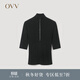 OVV【18針系列】秋冬熱賣(mài)女裝絲棉半高領(lǐng)中袖針織衫 赫本黑 XL