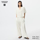 優(yōu)衣庫合作款/女裝麻棉直筒長(cháng)褲/休閑褲褲子484126 01 乳白色 M