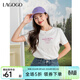 LAGOGO【新疆棉】純棉貝殼刺繡T恤女拉谷谷2025年夏季新款白短袖 本白色 M