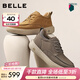 百麗（Belle）男鞋高幫休閑工裝鞋冬季新商場(chǎng)同款真皮板鞋加絨8WK01DD5 灰色-單里 41