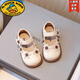 G.duck女童公主鞋新款小春秋軟底寶寶單鞋女孩可愛(ài)蝴蝶繡花小童皮鞋品牌 米白色 25 鞋內長(cháng)約15cm