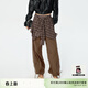 RE'VAN芮范【沈夢(mèng)辰同款】設計師款層次疊穿風(fēng)屁簾棕色工裝褲RK11301366 咖啡色 S /36