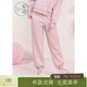 紫涵（ZIHAN）紫涵直筒束腳運動(dòng)褲女冬季磨毛親膚高腰顯瘦抽繩褲子 棉花糖粉 XL