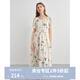 獨束（DUSHU）大碼女裝植物系法式優(yōu)雅連衣裙2025夏季時(shí)尚收腰顯瘦碎花裙子 米色植物系 XL （尺碼：3）