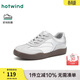 熱風(fēng)（Hotwind）銀色德訓鞋女款2026年春季新款百搭平底休閑鞋輕便軟底女鞋子