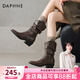 DAPHNE達芙妮棕色短靴女2025新款秋季美拉德堆堆靴西部牛仔靴尖頭騎士靴 棕色 38