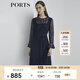 PORTS寶姿商場(chǎng)同款新品女裝喇叭袖蕾絲收腰連衣裙LL8D035KLN002 丈青 XS (2)