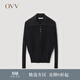 OVV秋冬熱賣(mài)女裝絲毛翻領(lǐng)半開(kāi)襟休閑長(cháng)袖針織衫 黑色（凈色）A7 M