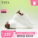他她（TATA）厚底小白鞋女增高板鞋女松糕鞋WN801AM4 米白/酒紅 38