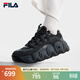 FILA斐樂(lè )女鞋舒適可頌面包鞋復古老爹鞋2024冬季新款增高厚底鞋運動(dòng)鞋 黑/影黑灰-BD 38.5