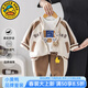G.duck小黃鴨童裝男童套裝春秋小熊棒球服外套休閑裝兒童衣服寶寶三件套 咖啡色 80 適合9-12月(75-85cm)