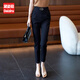黛姿茹（daiziru）哈倫休閑褲子女春季2026新款松緊腰九分工裝褲小個(gè)子小腳西裝褲 黑色/九分 常規 M (27) 推薦95-105斤