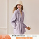 香影同款雙面呢羊毛大衣女冬季小個(gè)子西裝毛呢外套 紫色 S 155/80A/85-95斤