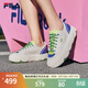 FILA 斐樂(lè )女鞋楊冪同款巖石鞋百搭帆布鞋2024夏季新款運動(dòng)鞋厚底鞋 白棉花糖/炫目藍-MD 35.5