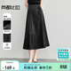尚都比拉新中式國風(fēng)半身裙女春秋a字顯瘦改良馬面裙黑色中長(cháng)裙 黑色 M