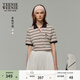 Teenie Weenie小熊POLO衫女春夏潮流刺繡條紋短袖T恤女 粉色 XS