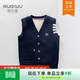 努比屋 兒童馬甲男孩秋季馬夾大童外穿背心男童春秋坎肩衣服 藏青色 150