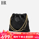 HR赫蓮娜包包女包單肩斜挎包小包休閑百搭牛皮菱格水桶包女生日禮物 黑色