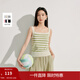 茵曼（INMAN）條紋方領(lǐng)針織吊帶小背心2026夏季女裝新款短款修身百搭上衣 白綠條紋 XL