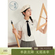 紫涵（ZIHAN）紫涵短款泡泡袖襯衫女年夏季新款學(xué)院風(fēng)甜美少女感蝴蝶結襯衣 白色 S