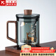 煙灰玻璃茶水分離杯辦公個(gè)人杯泡茶杯男女喝水杯三件套透明黑色耐熱過(guò)濾茶杯保溫墊 直覺(jué)個(gè)人杯(玻璃蓋-煙灰)-一鹿有你+杯墊