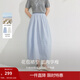 茵曼（INMAN）純棉府綢半身裙2026夏季女裝新款法式松緊腰寬松顯瘦氣質(zhì)裙子 淺藍色 S