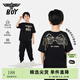 BOY JUNIOR春夏男女兒童裝短袖T恤舒適親膚休閑運動(dòng)經(jīng)典黑金翅膀款K01029 黑色 140