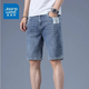 真維斯牛仔短褲男士夏季新款涼感五分褲彈力潮牌寬松直筒中褲子夏季男 640淺藍色 32
